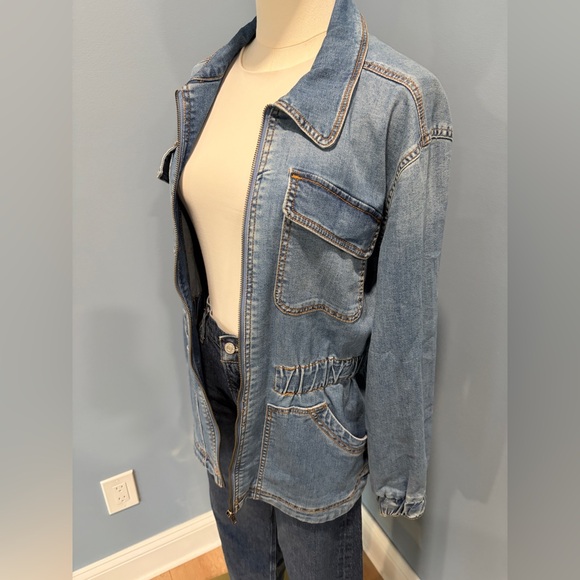 Knox Rose Fitted Waist Denim Zip Front Utility Jacket Size S - Picture 5 of 9